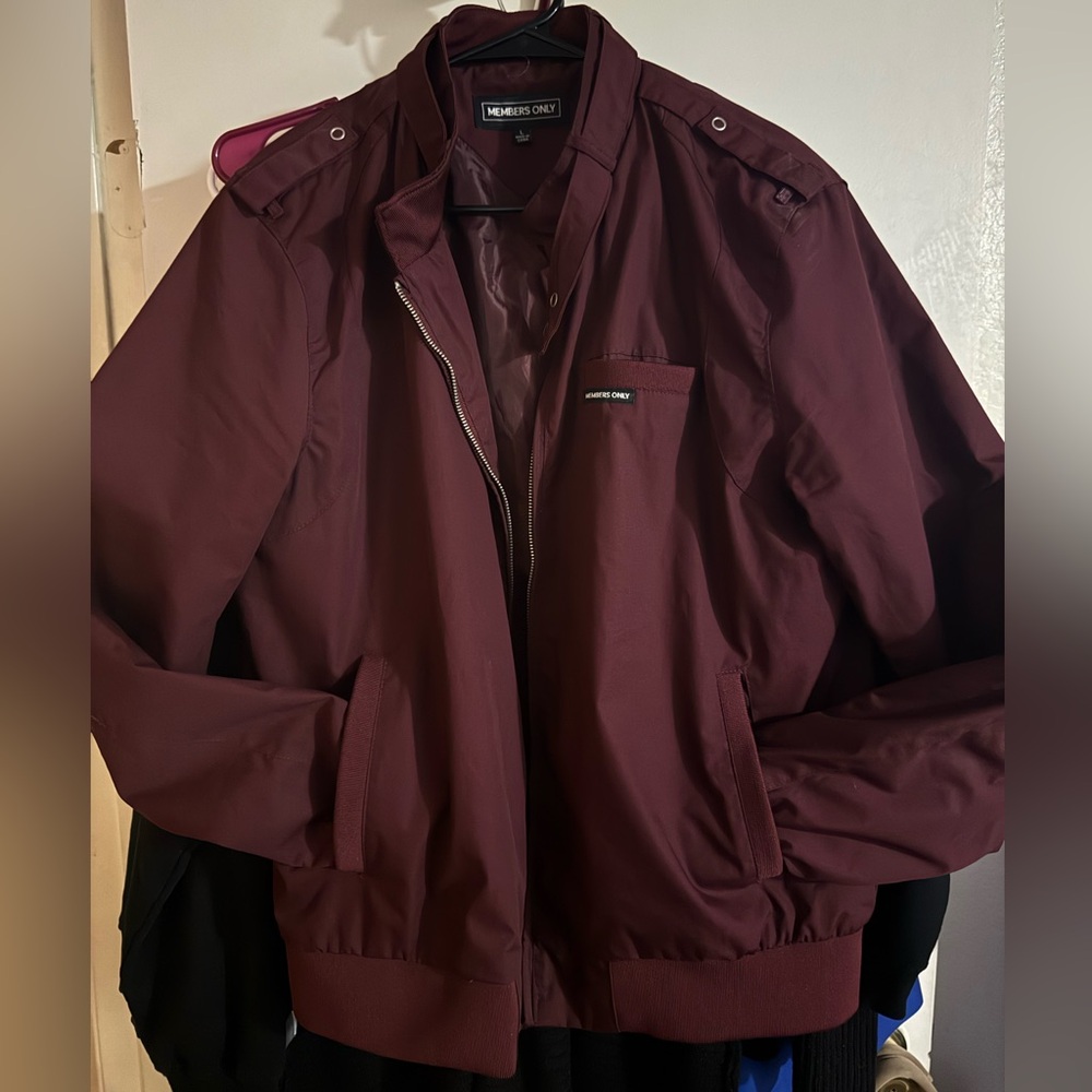 Members Only Burgundy Iconic Racer Jacket